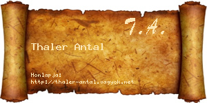 Thaler Antal névjegykártya